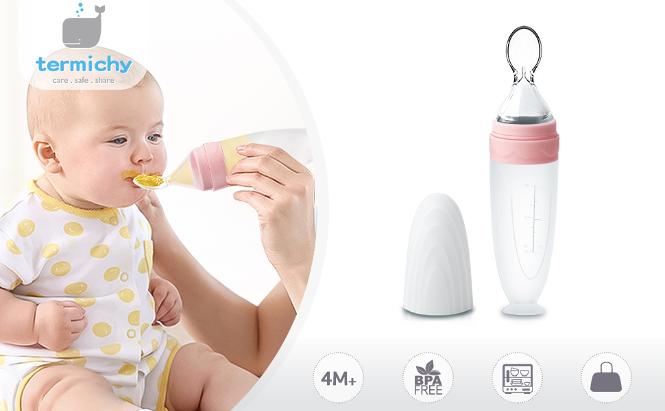 Termichy Baby Food Dispensing Spoon: Squeeze Feeder Dispenser for Baby -  Self Feeding Bottle Spoon