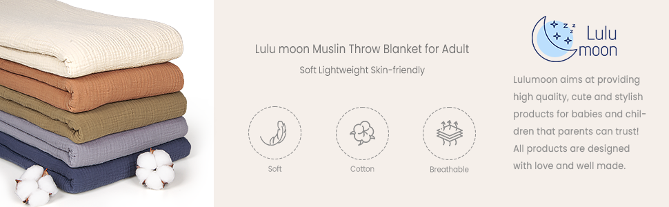 Lulu moon Muslin Baby Blanket Quilt - Crib for Toddlers Crib, Caramel