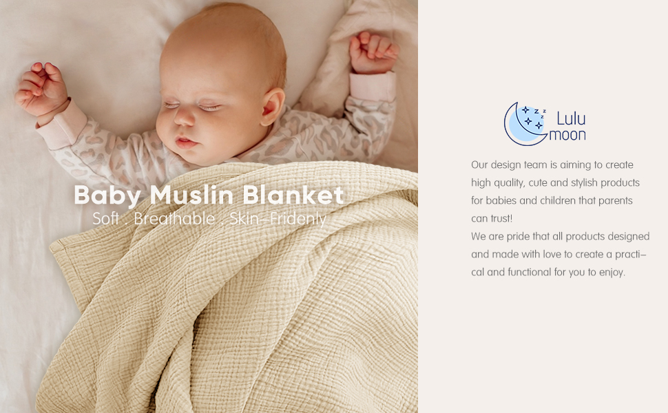 Lulu moon Muslin Baby Blanket Quilt - Crib Blanket for Toddlers 47× 47  Sage