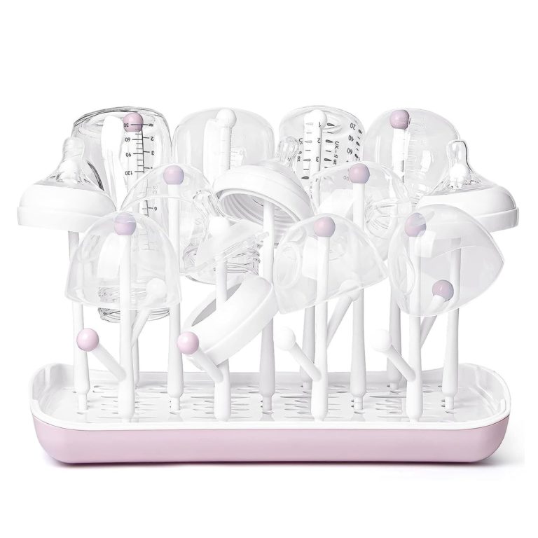 Baby Bottle Drying Rack with Tray White and Grey
